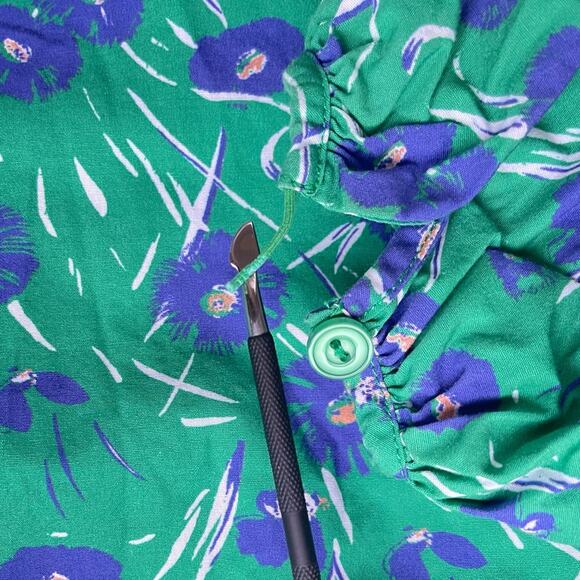 Porridge Anthropologie Green Floral Jovie Puffed Sleeve Peasant Blouse - Small - Picture 9 of 14